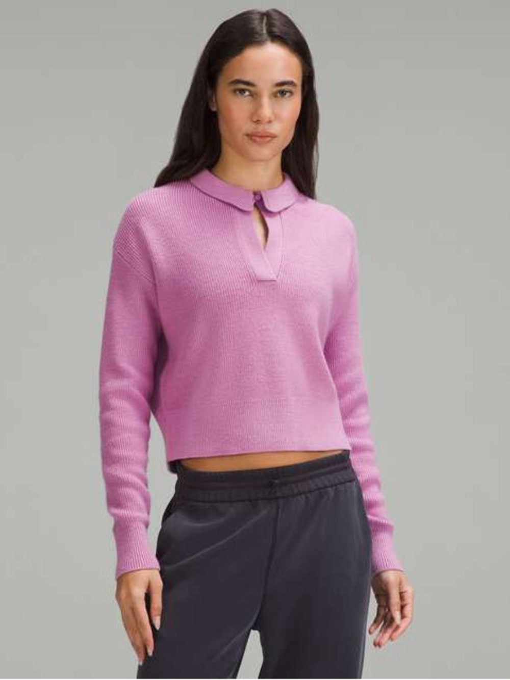 Lululemon Collared Merino Wool-Blend  Sweater Dahlia Mauve Color Small‎